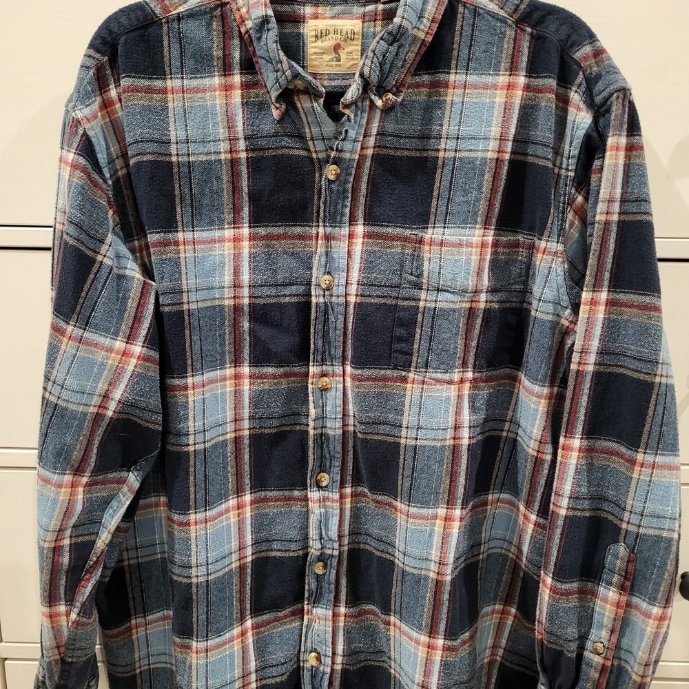 RedHead Navy and Light Blue Plaid Shirt